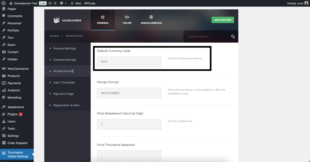 Ensure the Default Currency Code is set to MYR.